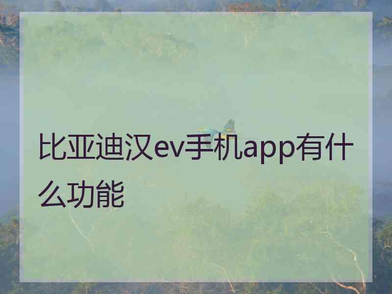 比亚迪汉ev手机app有什么功能