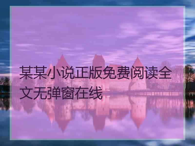 某某小说正版免费阅读全文无弹窗在线