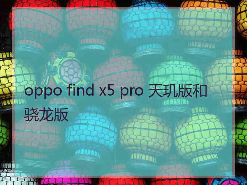 oppo find x5 pro 天玑版和骁龙版