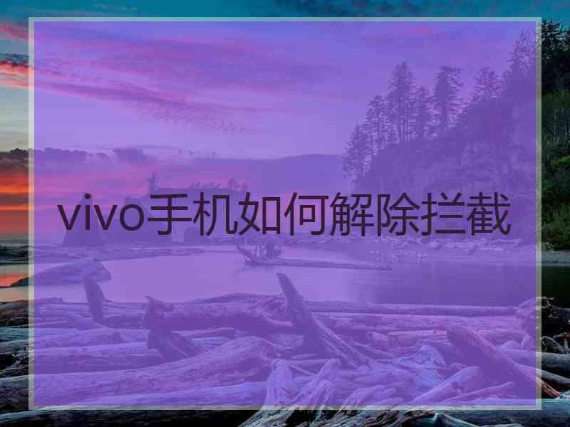 vivo手机如何解除拦截