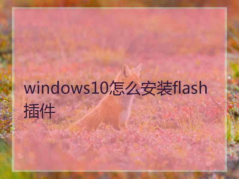 windows10怎么安装flash插件