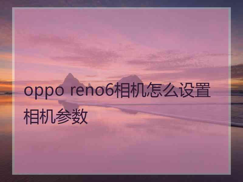 oppo reno6相机怎么设置相机参数