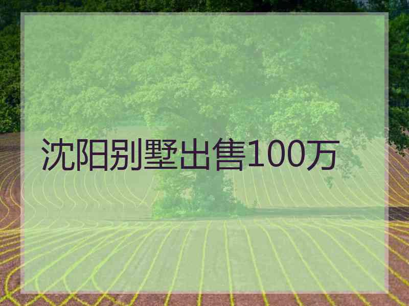 沈阳别墅出售100万