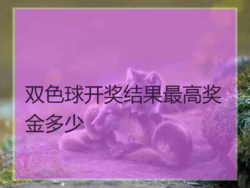 双色球开奖结果最高奖金多少