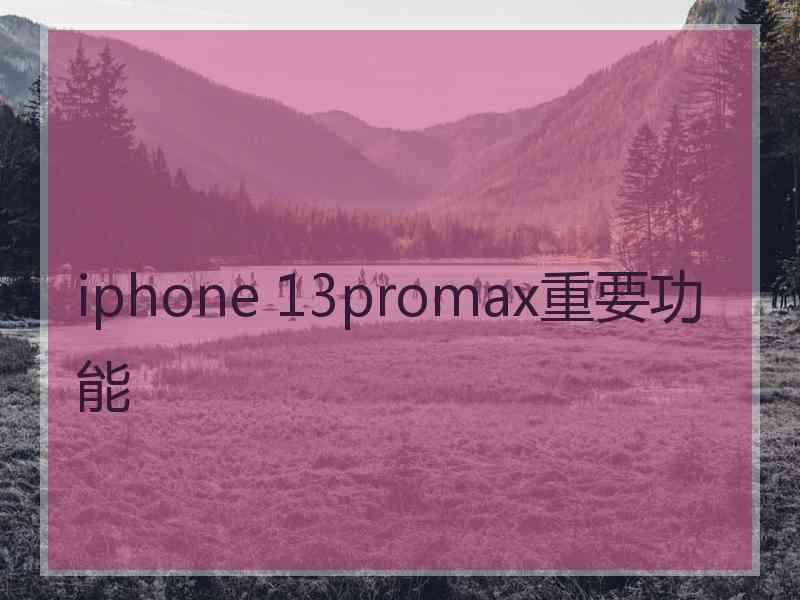 iphone 13promax重要功能