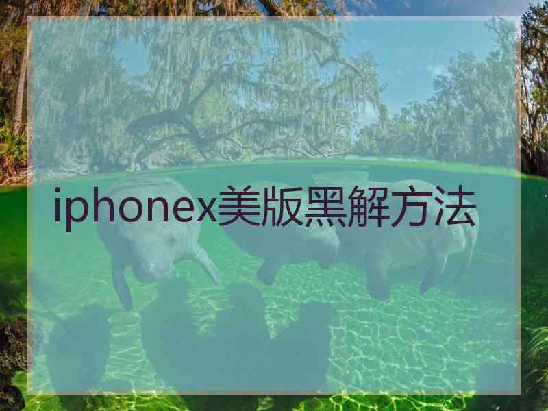 iphonex美版黑解方法