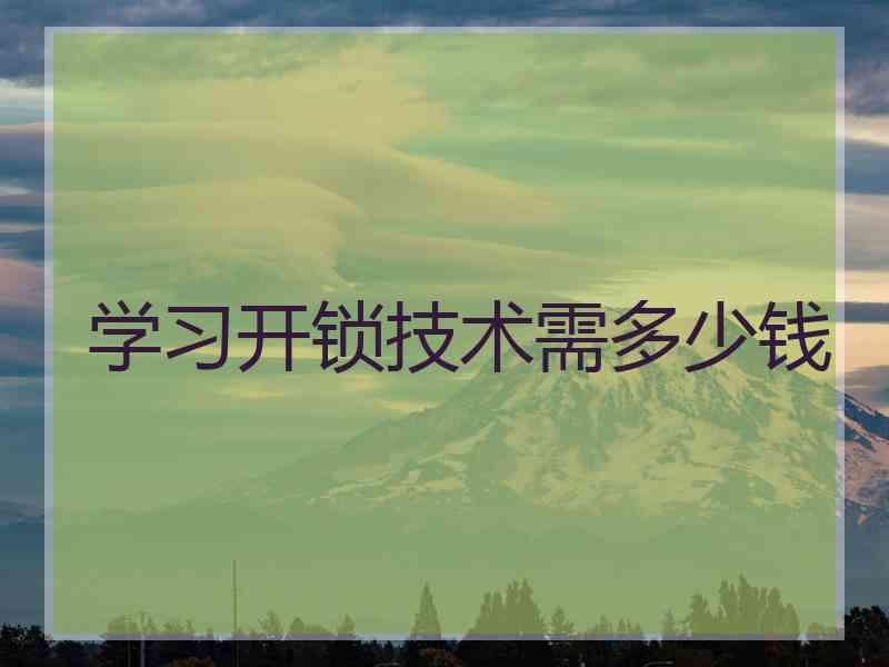 学习开锁技术需多少钱