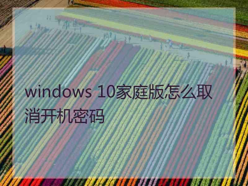 windows 10家庭版怎么取消开机密码