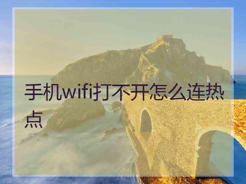 手机wifi打不开怎么连热点