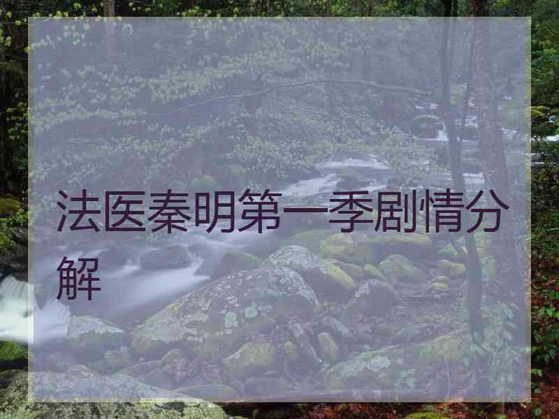 法医秦明第一季剧情分解