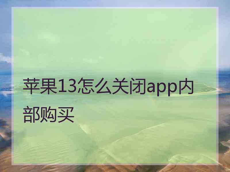 苹果13怎么关闭app内部购买