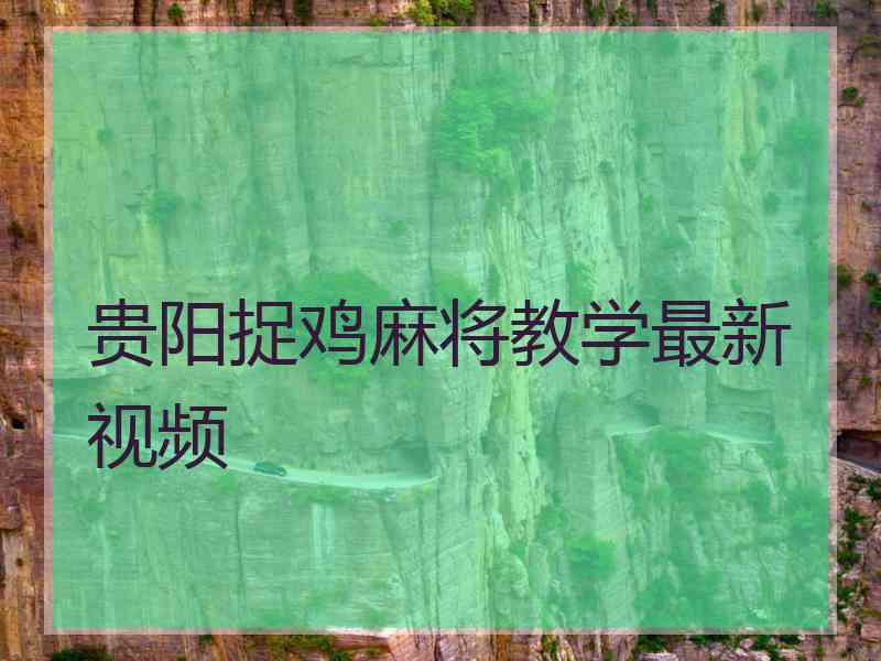 贵阳捉鸡麻将教学最新视频