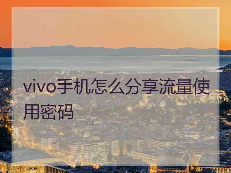 vivo手机怎么分享流量使用密码