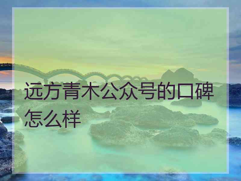 远方青木公众号的口碑怎么样