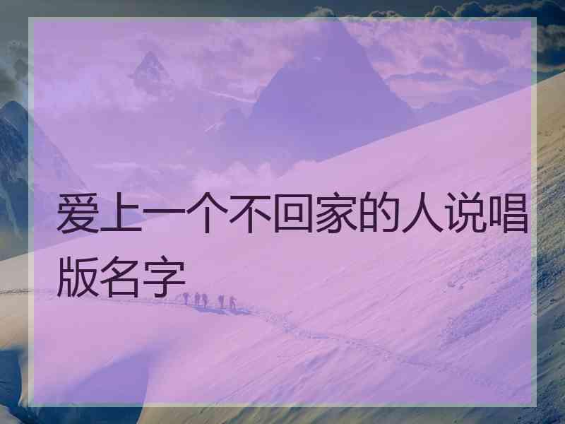 爱上一个不回家的人说唱版名字