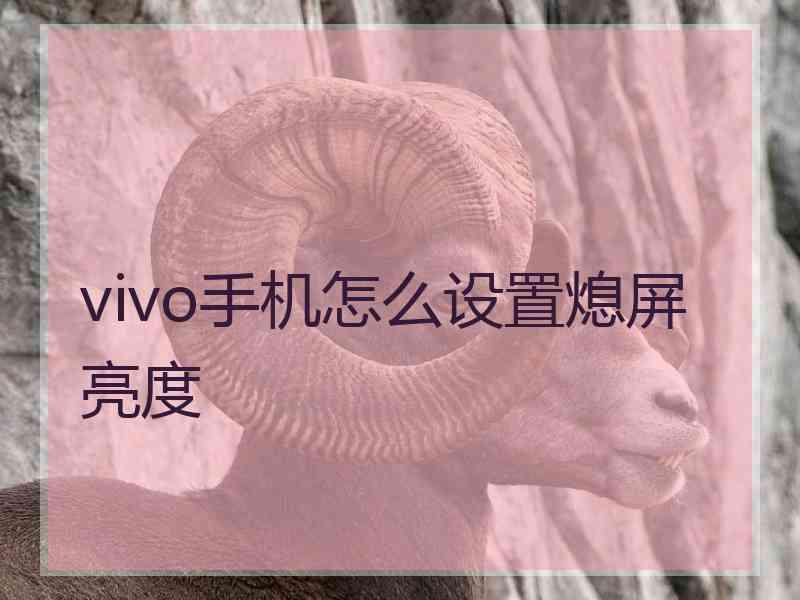 vivo手机怎么设置熄屏亮度