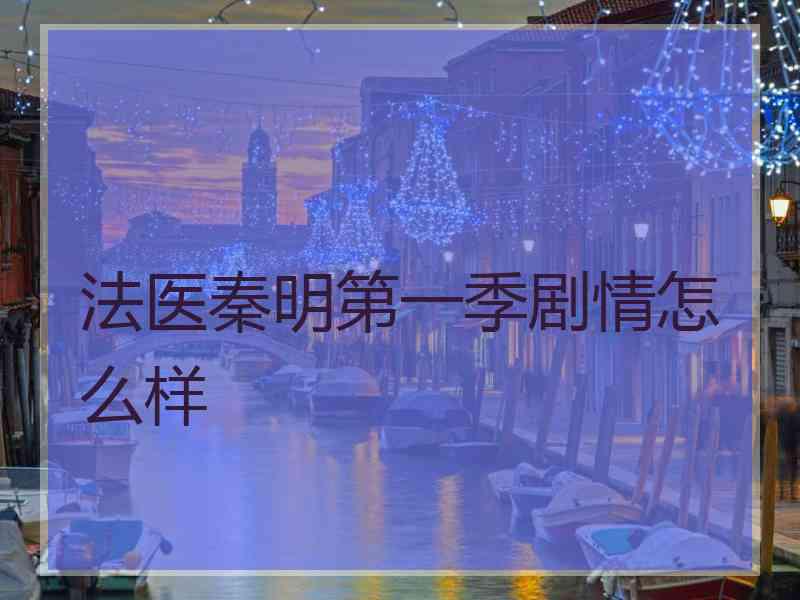 法医秦明第一季剧情怎么样