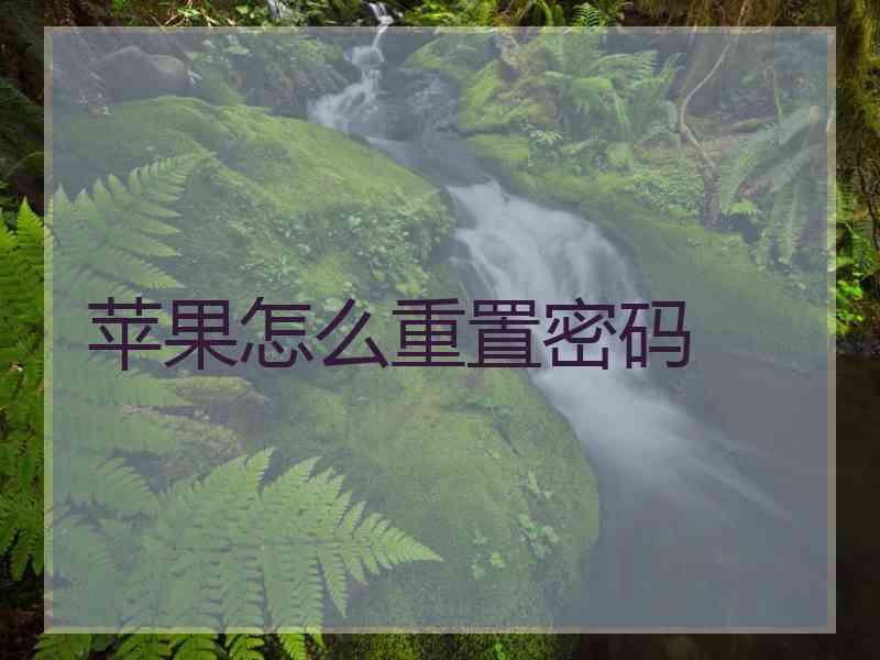 苹果怎么重置密码