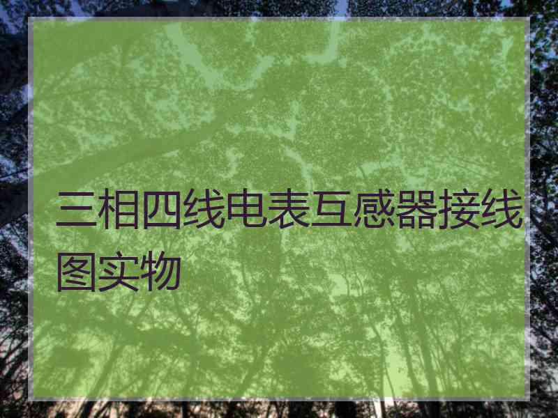 三相四线电表互感器接线图实物