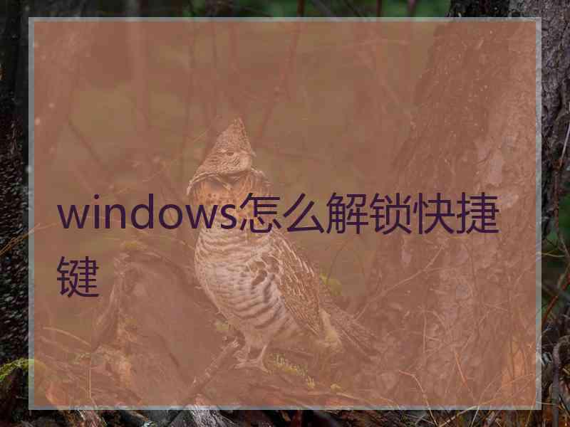 windows怎么解锁快捷键