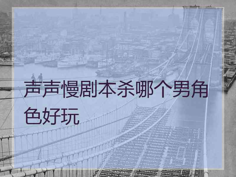 声声慢剧本杀哪个男角色好玩