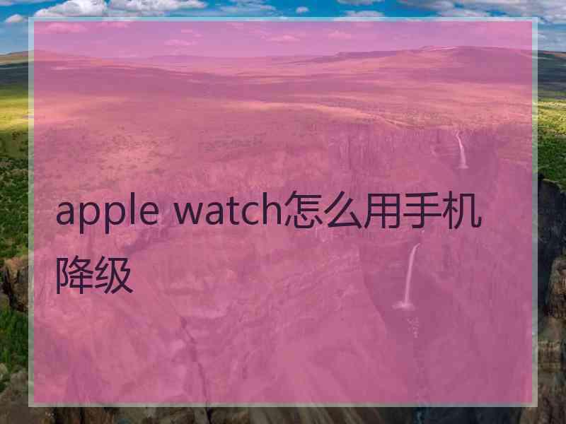 apple watch怎么用手机降级