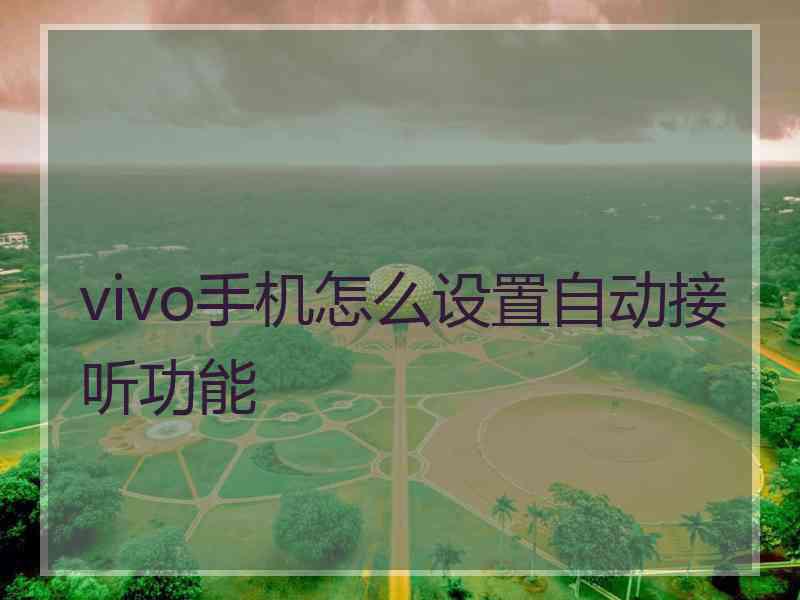 vivo手机怎么设置自动接听功能