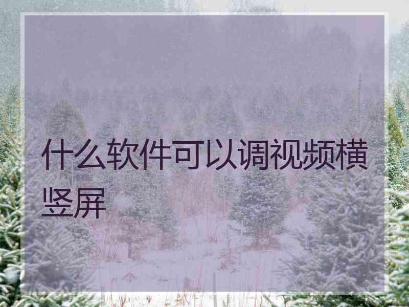 什么软件可以调视频横竖屏