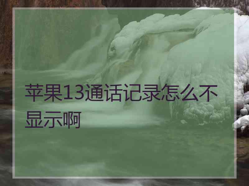 苹果13通话记录怎么不显示啊