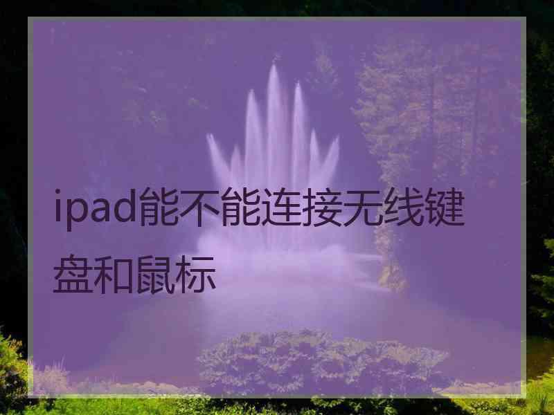 ipad能不能连接无线键盘和鼠标