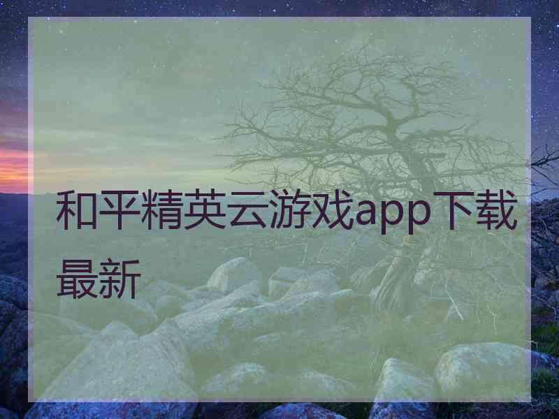 和平精英云游戏app下载最新