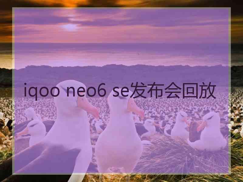 iqoo neo6 se发布会回放