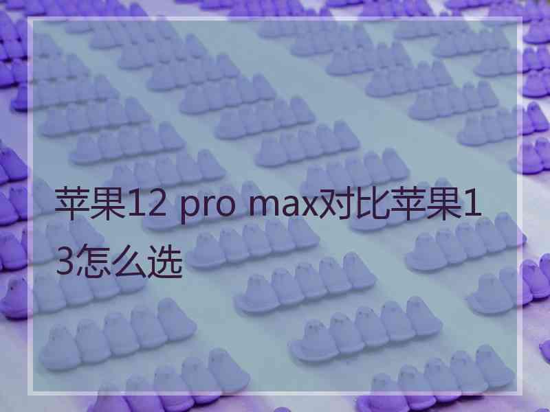 苹果12 pro max对比苹果13怎么选