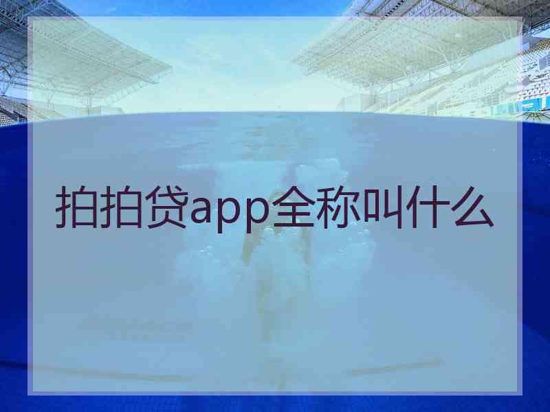 拍拍贷app全称叫什么