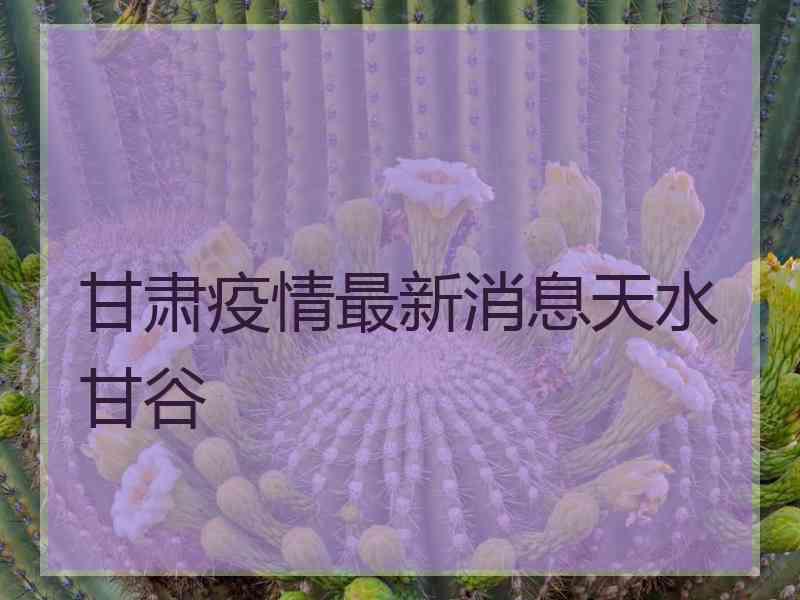 甘肃疫情最新消息天水甘谷