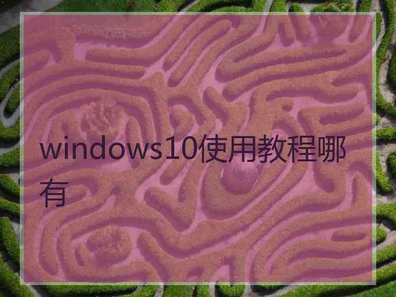 windows10使用教程哪有