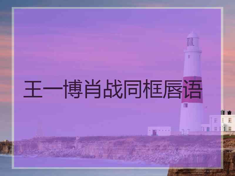 王一博肖战同框唇语