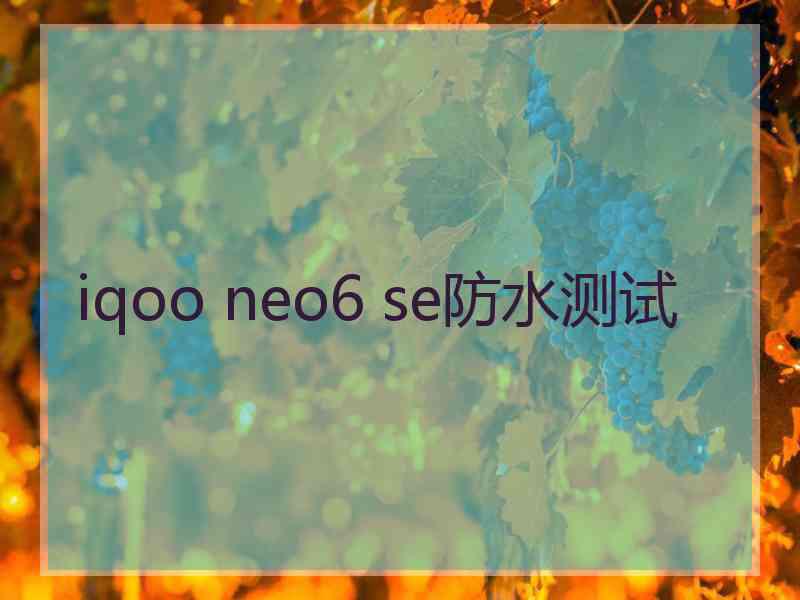 iqoo neo6 se防水测试