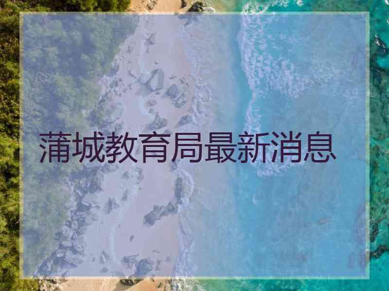 蒲城教育局最新消息