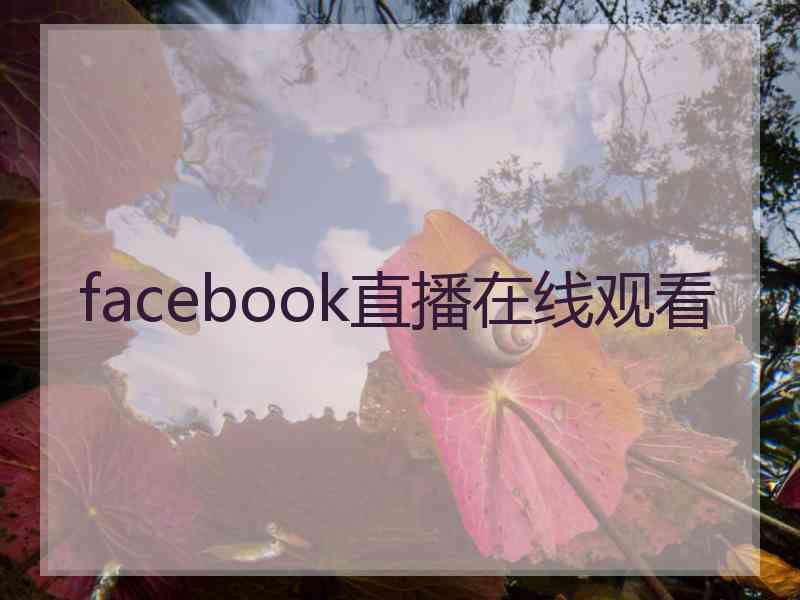 facebook直播在线观看