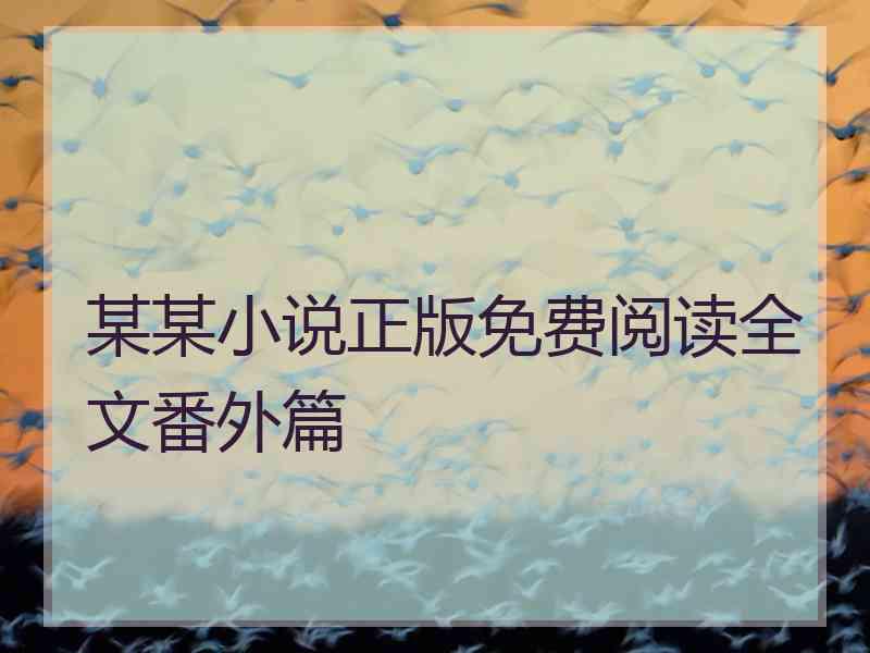 某某小说正版免费阅读全文番外篇