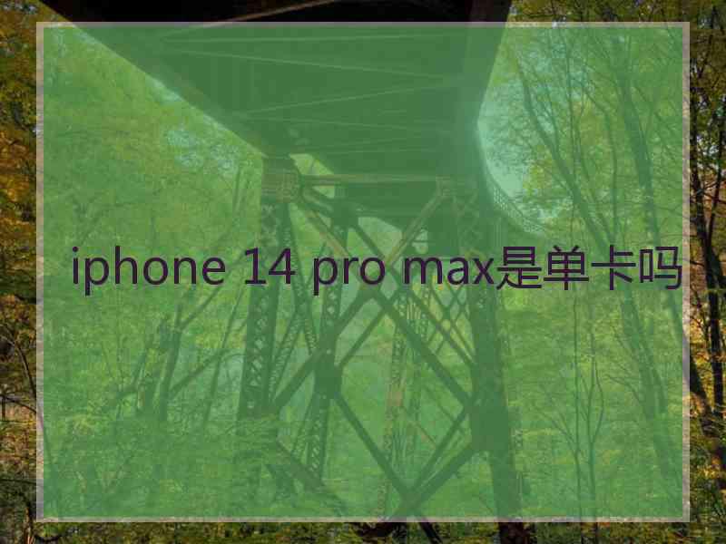 iphone 14 pro max是单卡吗