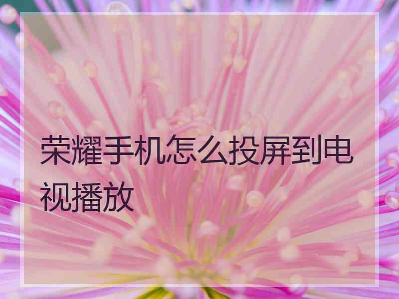 荣耀手机怎么投屏到电视播放