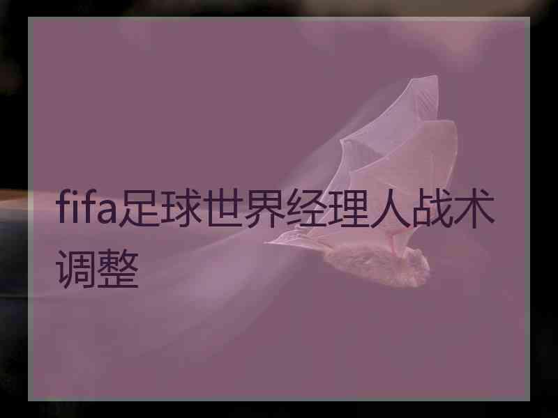 fifa足球世界经理人战术调整