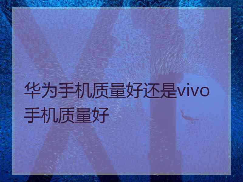 华为手机质量好还是vivo手机质量好