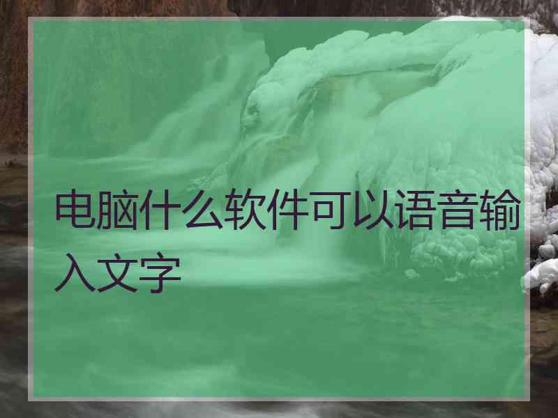 电脑什么软件可以语音输入文字