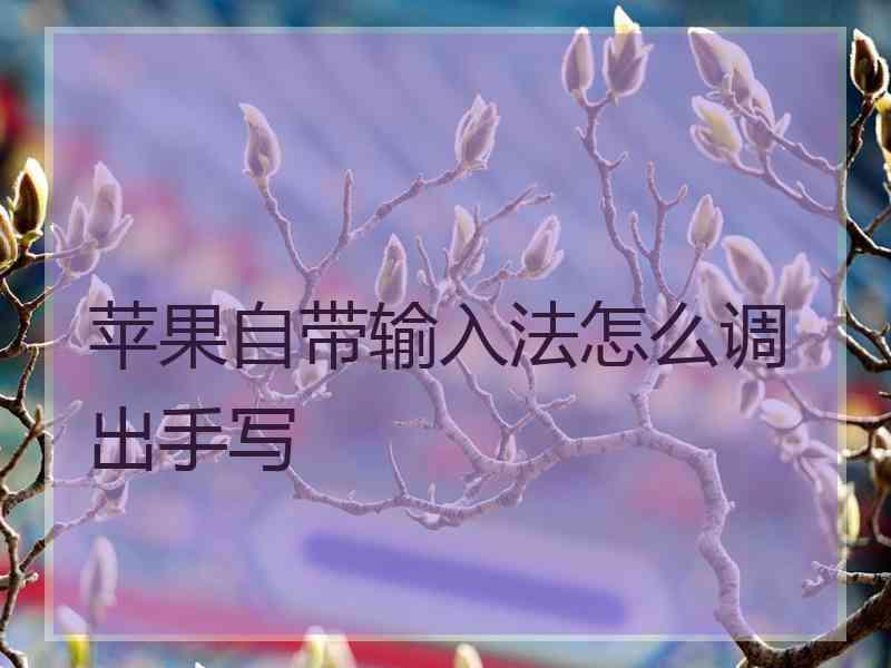 苹果自带输入法怎么调出手写