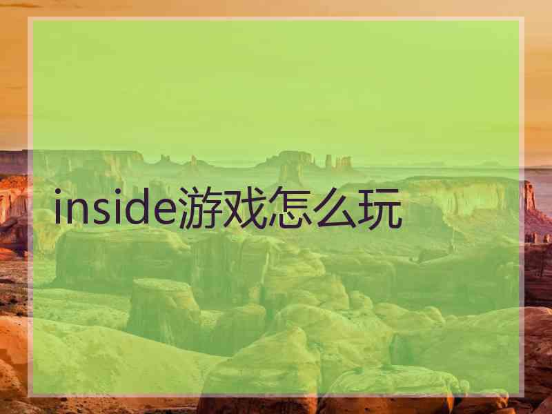 inside游戏怎么玩