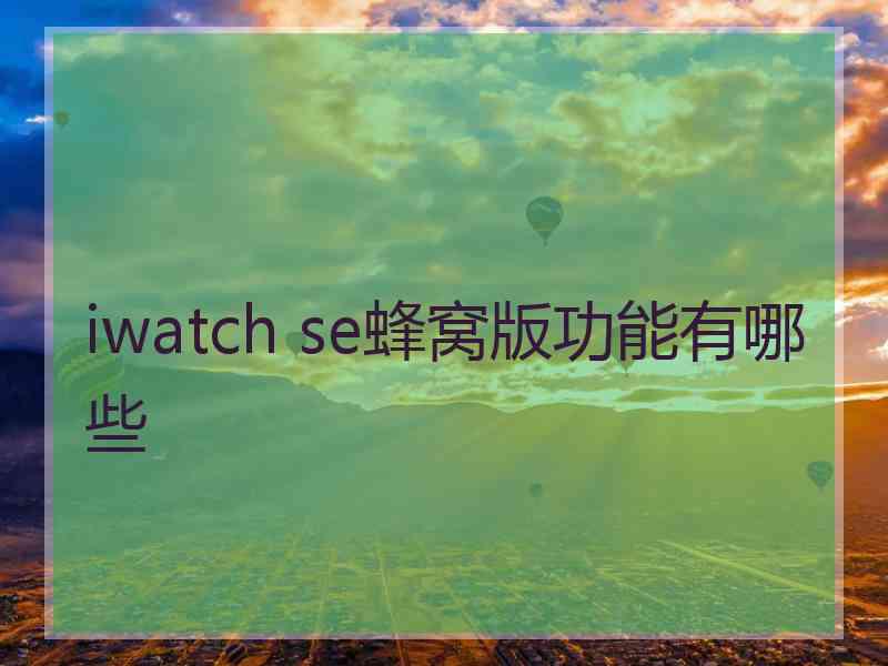 iwatch se蜂窝版功能有哪些