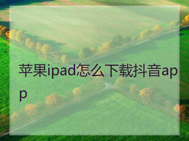 苹果ipad怎么下载抖音app